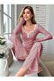 Women's Pink Floral Patterned Long Sleeve Pajama Set