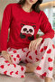 Women's 100% Cotton Single Jersey Textured Patterned and Printed Relaxed Fit Homewear Pajama Set - 5