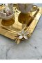 Single-Sided Gold Daisy Detailed Metal Presentation Tray Set of 2 – Gold and Silver Options - 3