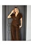 Women's Corduroy V-Neck Short-Sleeved Asymmetrical Blouse Vest - 7