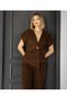 Women's Corduroy V-Neck Short-Sleeved Asymmetrical Blouse Vest - 6