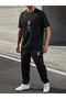 Diikey Sweatpants and T-shirt - Black Jogger T-Shirt Top and Bottom Tracksuit Set Oversize Crew Neck
