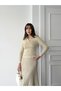 Women's Beige Glittery Stylish Striped Blouse Skirt Bottom Top Two-Piece Premium Knitwear Set - 7