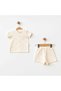 Baby Girl and Boy Cotton Summer Shorts Set Baby T-Shirt Shorts Set Patterned Summer Ecru Set - 7