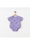 Newborn Baby Girl Cotton Bodysuit Colorful Patterned Short Sleeve Bodysuit with Snap Fasteners 3-12 Months Purple