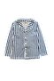 Boy's 100% Cotton Blue and White Striped Shirt Collar Buttoned Long Sleeve Pajama Set - 4