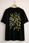 Oversized Unisex 100% Cotton Olive Branch Printed T-Shirt - 2