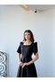 Olen black short-sleeve maxi-length flared skirt evening dress - 7