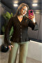 Brown Textured Fabric Flywheel Sleeve Knitwear Cardigan - 8