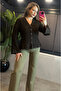 Brown Textured Fabric Flywheel Sleeve Knitwear Cardigan - 3