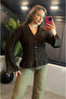 Brown Textured Fabric Flywheel Sleeve Knitwear Cardigan - 7