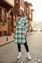 Green Checkered Long Lumberjack Shirt - Relaxed Fit Shirt Dress Tunic