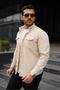 Men's Velvet Shirt Long Sleeve with Pockets / Casual & Stylish Comfortable Fit - 2