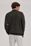 Khaki Slim Fit Peter Pan collar Rayon Knitwear Jacket with Zippered Pockets - 4