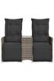 Reclining Garden Sofa 2-Seater with Table Grey Poly Rattan - 2