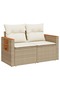 Garden Sofa with Cushions 2-Seater Beige Poly Rattan - 2
