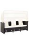 Extendable 3-Seater Sofa Bed with Roof Poly Rattan Black - 4