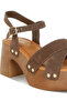 Women Studded Real Suede Clog Sandals in Brown - 5