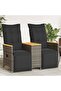 Reclining Garden Sofa 2-Seater with Table Grey Poly Rattan