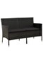 3-Seater Garden Sofa with Cushion Black Poly Rattan