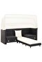 Extendable 3-Seater Sofa Bed with Roof Poly Rattan Black - 2