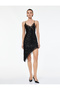 Lace Detailed Strappy V Neck Sequined Asymmetrical Mini Evening Dress - 3
