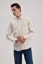 Cream Slim Fit Linen Blend Sports Shirt - 2