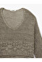 V-Neck Long Sleeve Lace-Like Knit Knitwear Sweater - 5