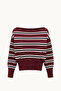 6988 Women's Asymmetrical Rib Cut Boat Neck Knit Sweater Dark Burgundy - 5