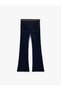 Slim Fit Belted Buttoned Flared Denim Trousers - Flare Jeans - 3