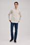 Cream Slim Fit Linen Blend Sports Shirt
