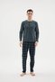 100% Cotton New Season 2026 4 Seasons Midi Collar Men's Pajama Set - 6