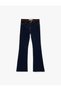 Slim Fit Belted Buttoned Flared Denim Trousers - Flare Jeans - 2