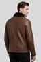 Brown Hudson Fur Collar Genuine Leather Men's Fur Lined Coat - 4