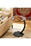 Modern Marble Style Side Table, C-Shaped Couch End Table, Compact Design - 3