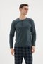 100% Cotton New Season 2026 4 Seasons Midi Collar Men's Pajama Set - 4