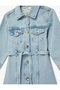 Long Sleeve Shirt Collar Pocket Belted Denim Dress - 6