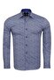 Slim Fit Blue Contrast Detailed Micro Floral Stretch Fabric Cotton Shirt - 3