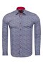 Slim Fit Red Contrast Detailed Micro Floral Stretch Fabric Cotton Shirt - 3