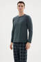 100% Cotton New Season 2026 4 Seasons Midi Collar Men's Pajama Set - 2
