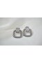 Kp161 Stone Connected Detail Twisted Earrings Silver (Length 22 mm) - 2