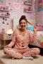 Salmon Cloud Patterned Long Sleeve Women's Pajama Set - 2
