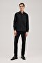 Black Comfort Fit Italian Collar Cotton Blend Shirt