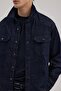 Navy Blue Comfort Fit Pocketed Cotton Denim Shirt - 3