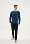 100% Cotton New Season Men's Button Collar Pajama Set - 4