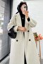 Premium Four Button Pocket Oversized Cashmere Coat - Stone - 7