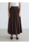 Brown Zippered Pleated Skirt - 2