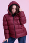 Girl's Burgundy Water and Windproof K Hooded Puffer Jacket with Fleece Inside - 3