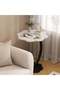 C-Shaped Sofa Table, Modern End Table with Marble Finish, Living Room Use - 5