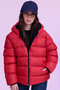 Girl's Red Water and Windproof K Hooded Puffer Jacket with Fleece Inside - 2